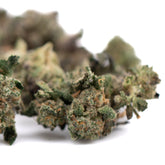 Dried Purple Wedding Cake Indoor Flower Smalls with trichomes and orange hairs